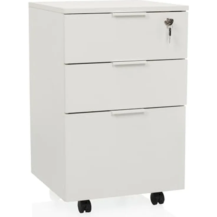 hjh OFFICE Rollcontainer Rollcontainer DAVIK, Aktenschrank Schreibtisch mit Schubladen, Büro Kommode mit Rollen