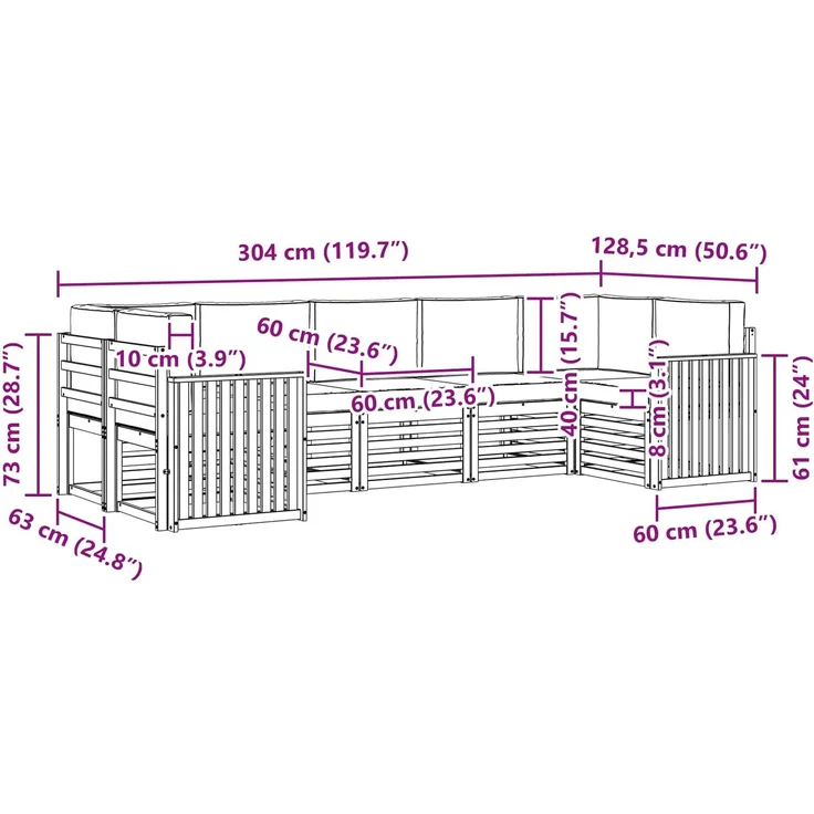 vidaXL Outdoor-Sofagarnitur 7 stk. 7-Sitzer Natur und Anthrazit 3375407 – Bild 9
