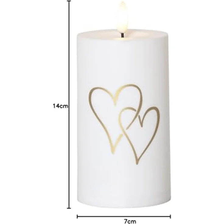 Outdoor-Kerze ,Flamme Heart, Timer und Dämmerungssensor, weiß, H 14cm – Bild 2