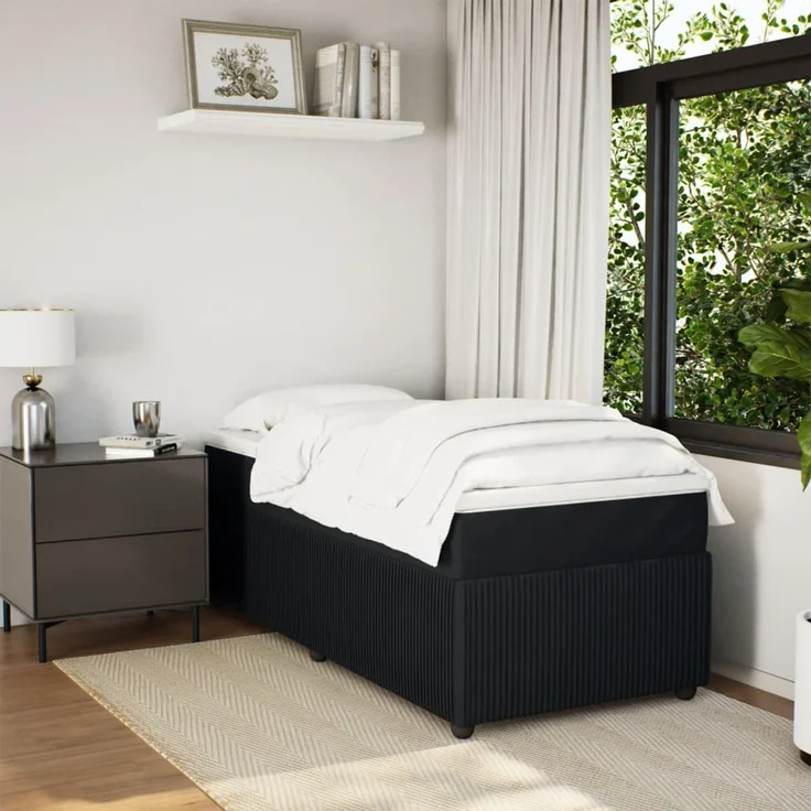 vidaXL Boxspringbett mit Matratze Schwarz 100x200 cm Samt 3285622 – Bild 3