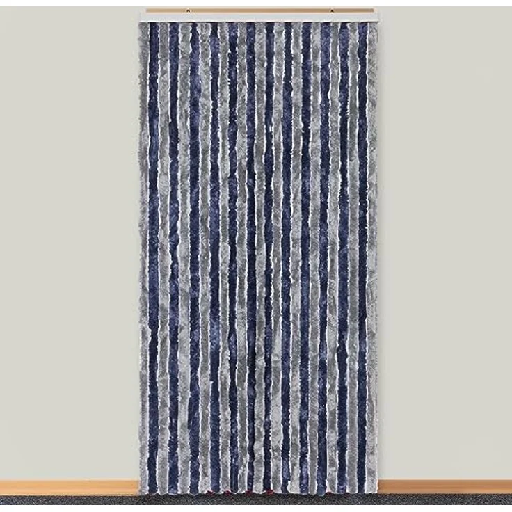 Moritz Flauschvorhang aus Chenille 90 x 220 cm blau grau Türvorhang als Fliegenschutz Insektenschutz für Camping Wohnwagen – Bild 2