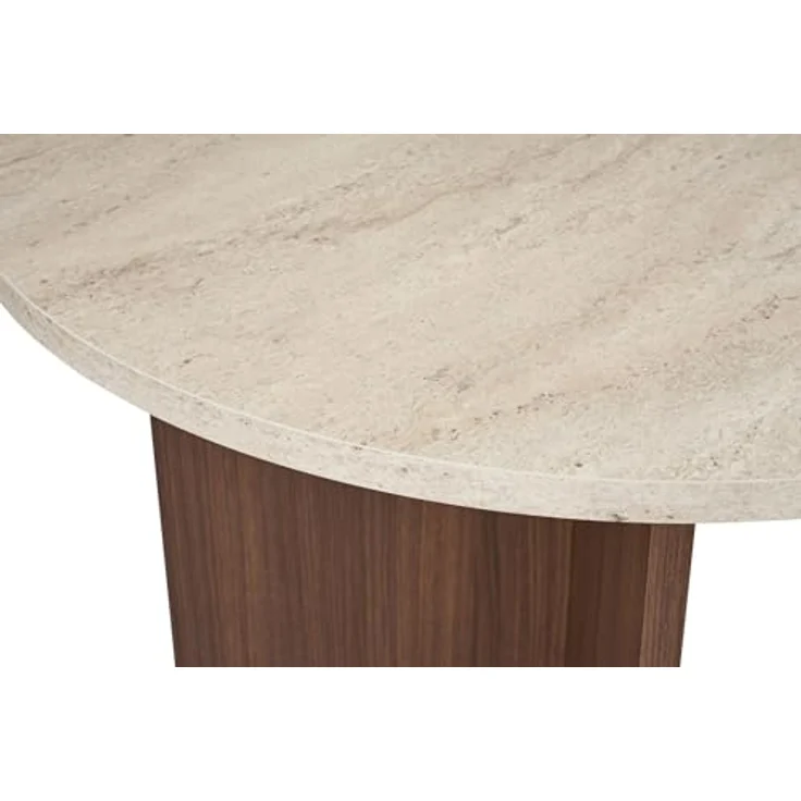 Modern Dining Table, 180 x 90 x 75 cm, Travertine & Walnut Colors | 100% Melamine Coated Particle Board, 25 mm Thickness | Stylish & Durable Design, Perfect for Contemporary Dining Spaces – Bild 10