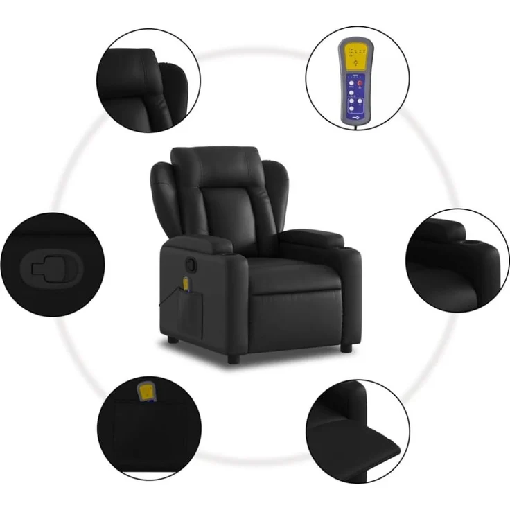 vidaXL Massagesessel Schwarz Kunstleder 372434 – Bild 11