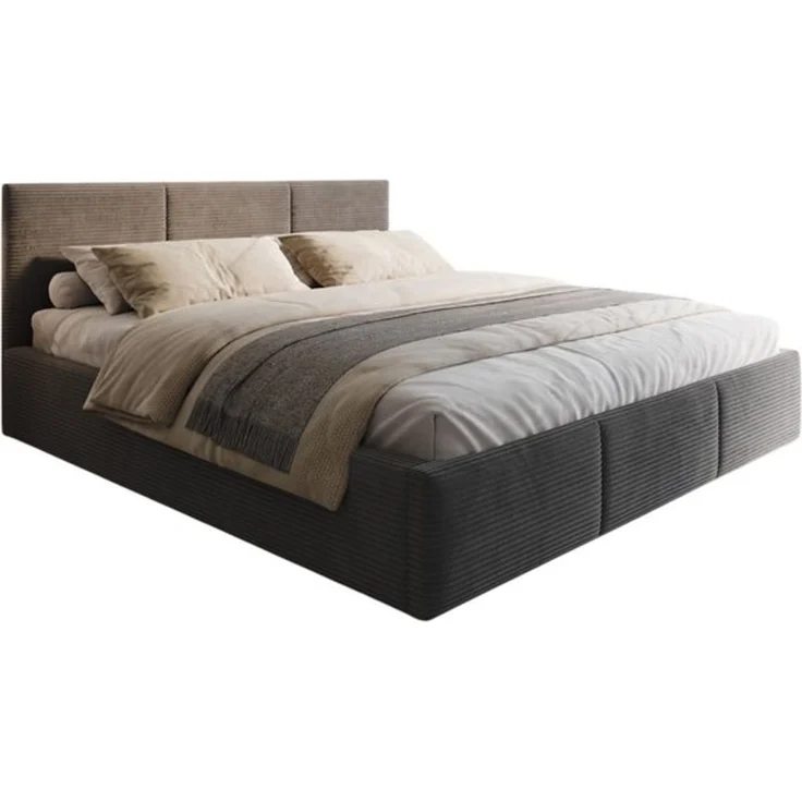 thematys Polsterbett mit Bettkasten & Lattenrost – Stauraumbett Cord 180x200cm, mit 23 cm Taschenfederkern-Matratze H2, Grafit – Bild 6
