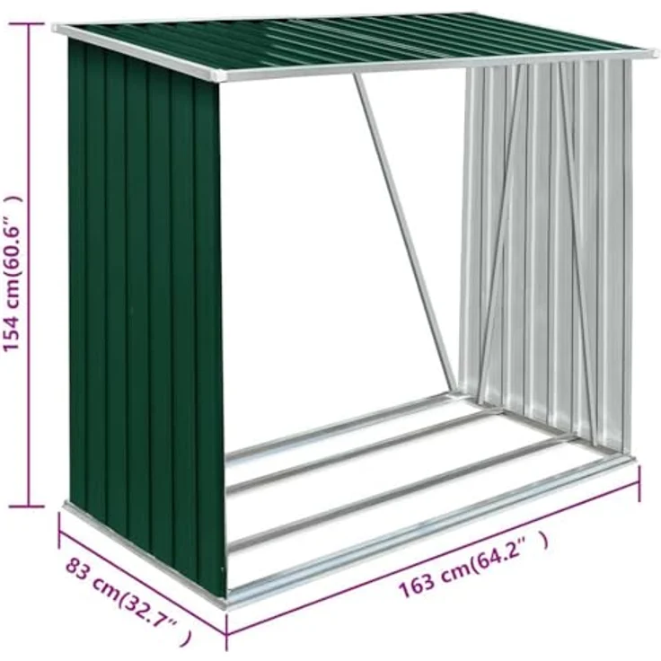 vidaXL Brennholzlager Verzinkter Stahl 163 x 83 x 154 cm Grün 47089 – Bild 3