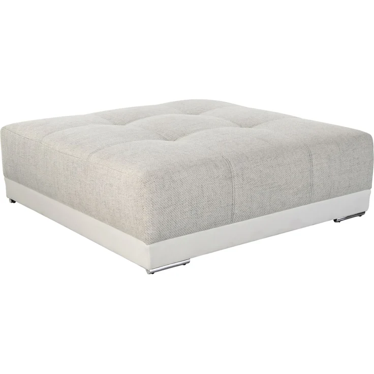 Polsterhocker XXL für Big-Sofa, Federkern Kunstleder Weiß + Webstoff Grau Beige – Bild 1