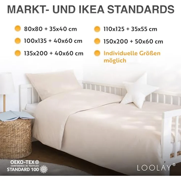 Loolay Bettwäsche SENFGELB Gelb Babybettwäsche Kinderbettwäsche Jugendbettwäsche, Alle gängigen Bettgrößen für Kinder, Jugend und Erwachsene! – Bild 4