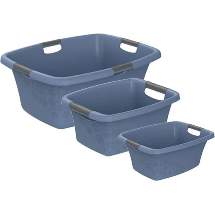 ROTHO Wäschewanne Flowers Wäschekorbset 3 tlg. 12l 25l 50l, Kunststoff (PP) BPA-frei (Wäschewannenset, Set 3-tlg), belastbare Tragegriffe – Bild 4