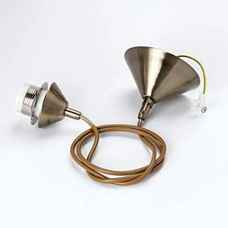 Orion Leuchtenpendel, Kabelpendel für E27 Fassung mit Schraubring, Metallabdeckung Ø 10 cm, Länge 110 cm, Gold Antik – Bild 1