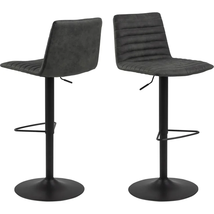 Set 2x Kimmy Barhocker grau schwarz Barstuhl Barstühle Barmöbel Tresenstuhl