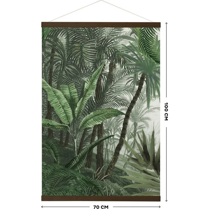 Art for the home Leinwandbild Jungle Landschaft Grun, (1 St), Luxus Kakemono Leinen Wandposter 100x70 cm – Bild 4