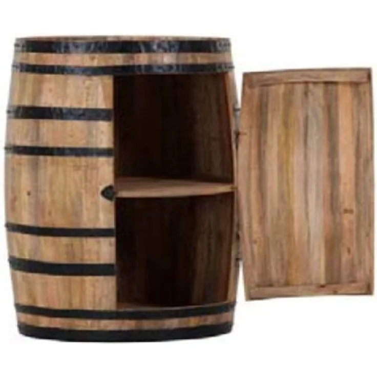 Casa Padrino Bar Schrank Weinschrank Bartisch aus Mango Massivholz - Holzfaß Weinfaß Faßmöbel Faßschrank Hotel & Restaurant Einrichtung Möbel Tisch