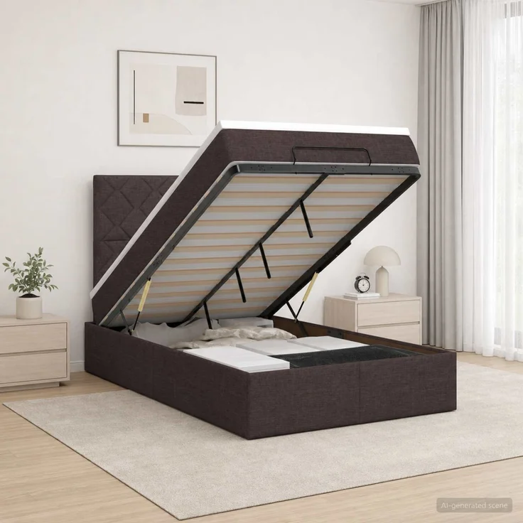 vidaXL Ottoman Bett mit Matratze Dunkelbraun 120 x 200 cm Stoff 3457566 – Bild 1