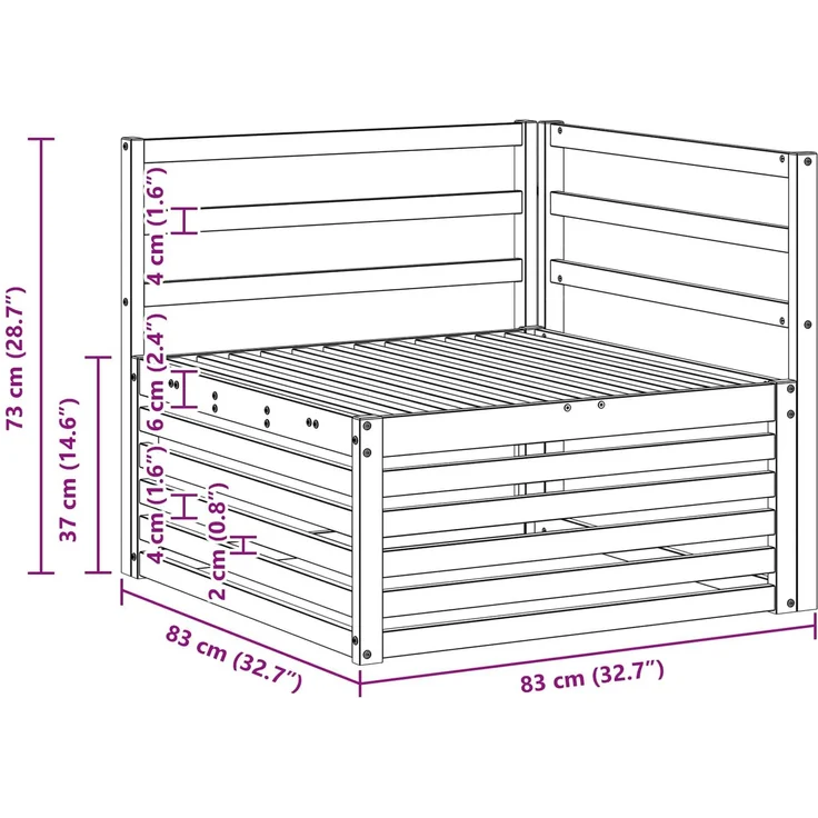 vidaXL Outdoor Ecksofa Massivholz Akazie Weiß 83 x 83 x 73 cm 901571 – Bild 7