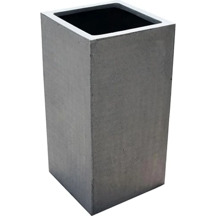 VIVANNO Pflanzkübel Fiberglas BLOCK Säule, Grau Beton-Design 30x30x60 cm – Bild 2