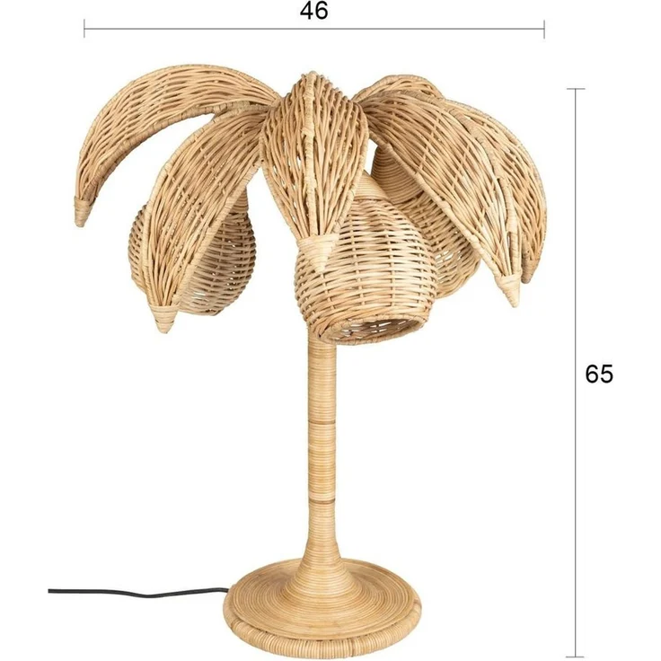 Tischlampe Palmtree mit geflochtenem Rattan, 3-flammig, Fassung E14 – Bild 7