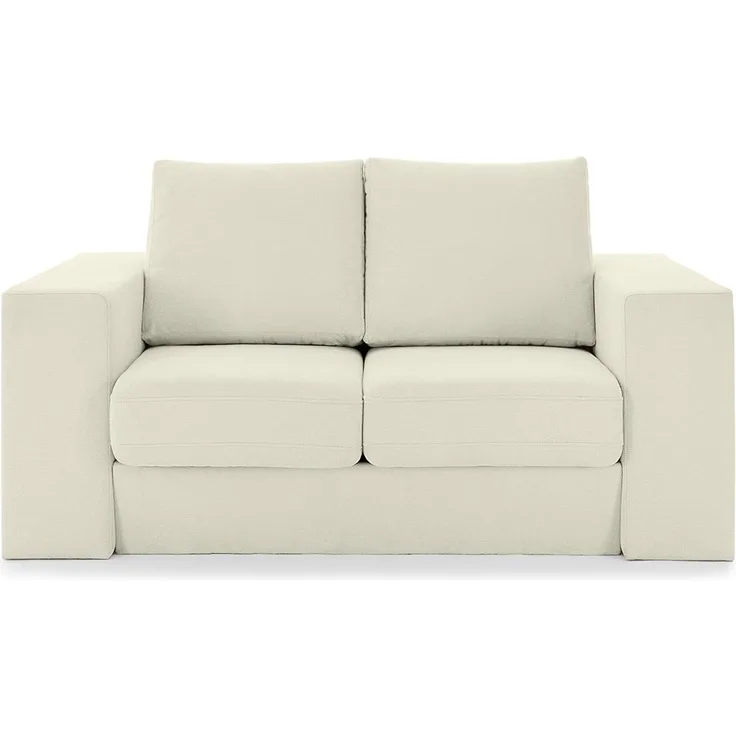 LOOKS by Wolfgang Joop Looks V-2 Designer Sofa mit Hockern und Regal, 2 Sitzer Couch, Funktionssofa, weiß, Sitzbreite 120 cm