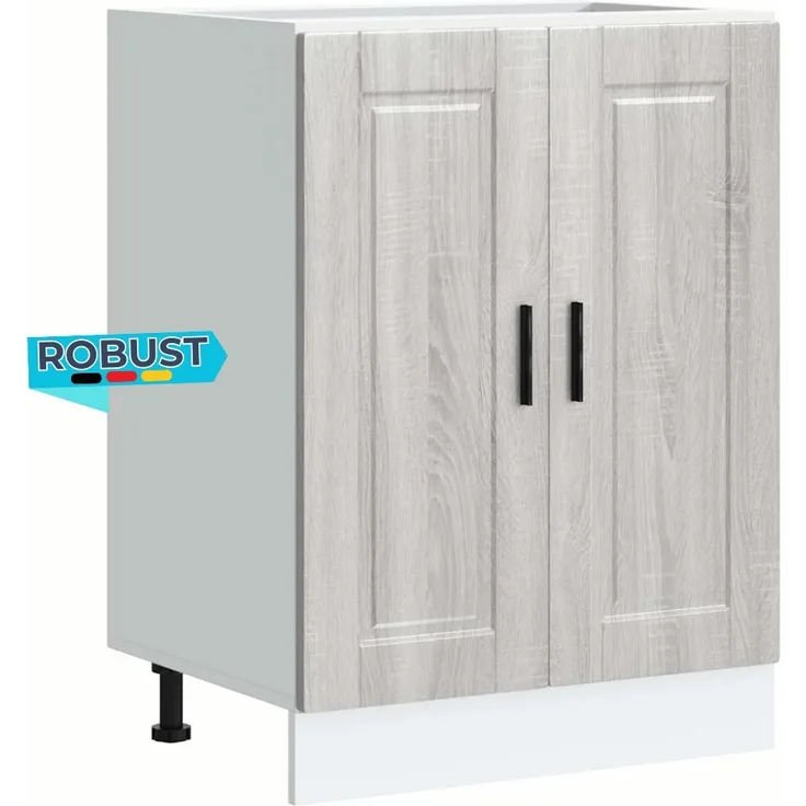 Küchenunterschrank THEO Grau Sonoma 60x46x81,5 cm | Küche Unterschrank mit Türen