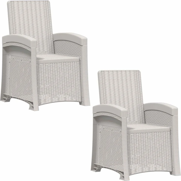 vidaXL Liegesessel Garten Rattan-Optik 2 Stk. Weiß PP 8011998 – Bild 2
