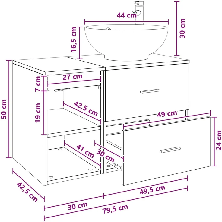 vidaXL Badezimmerschrank-Set 2 stk. Schwarz Eichen-Optik 3403913 – Bild 11