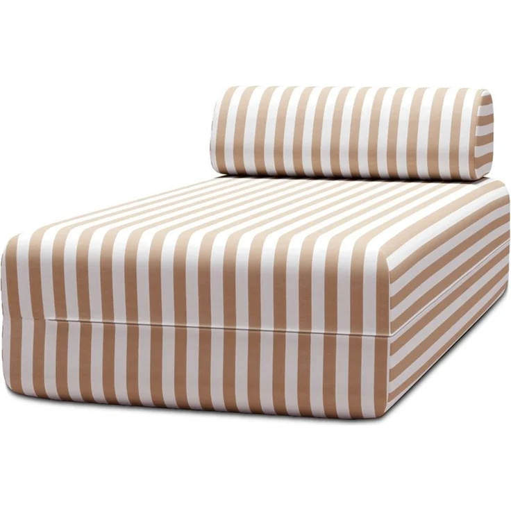 Gestreifte Outdoor-Chaiselongue, weiß und braun – Bild 1