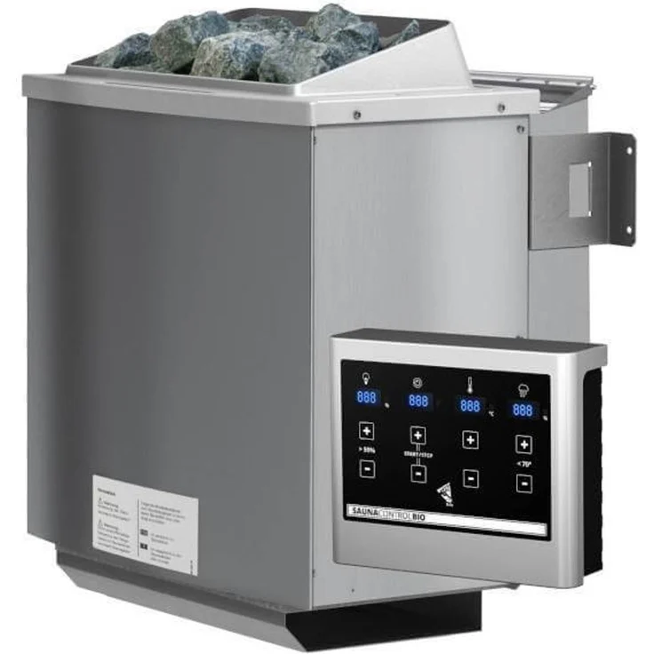 Karibu Sauna Sahib 1 + 9kW BIO-Kombiofen mit ext. Steuerung Easy Graphit-Ganzglastür – Bild 3