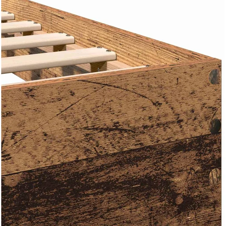 vidaXL Bettgestell mit Kopfteil mit Kopfteil Altholz 193 x 125 x 70 cm 3376060 – Bild 9