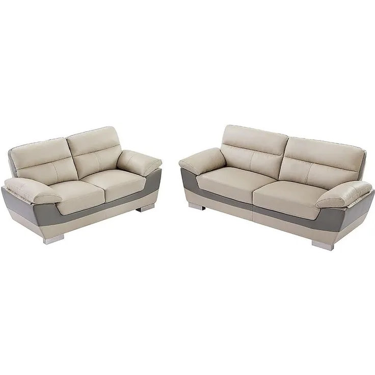 Vente-unique - FRANCESCA Couchgarnitur Leder Schokoladenbraun - B 85 cm x H 86 cm x L 210 cm170 cm