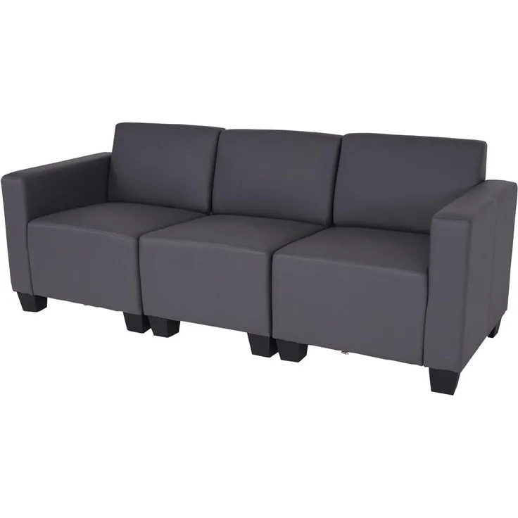 MCW 3-Sitzer Sofa, Grau, Textil, 193x76x72 cm, modernes Lounge-Design, bequeme Sitzpolsterung, erweiterbar mit Lyon-Elementen