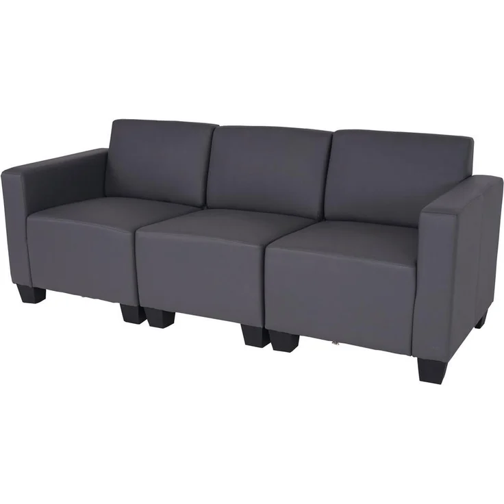 MCW 3-Sitzer Sofa, Grau, Textil, 193x76x72 cm, modernes Lounge-Design, bequeme Sitzpolsterung, erweiterbar mit Lyon-Elementen
