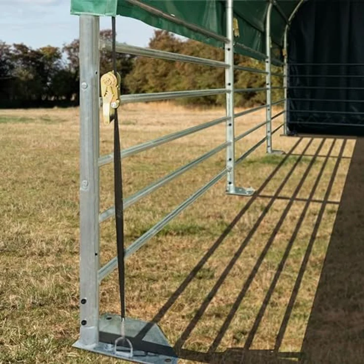 TOOLPORT Weidezelt 6x6 m, PVC Plane 2300 Newton, wetterfester Unterstand für Pferde, grün, für Betonuntergrund – Bild 4