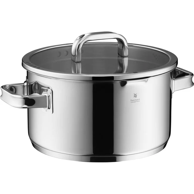 WMF Fleischtopf Function 4 Advanced, Cromargan® Edelstahl rostfrei 18/10 (Volumen 5,7l, Höhe 13 cm), Glasdeckel mit 4 Abgießfunktionen – Bild 1