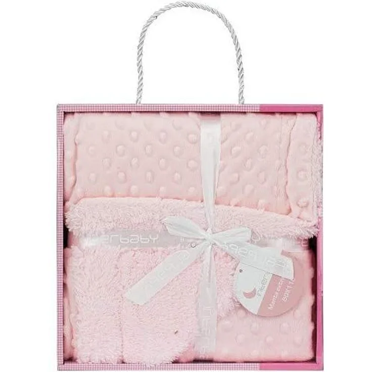 Interbaby 00891-02 Blasen Babydecke mit Sherpa Rückseite, rosa, 720 g