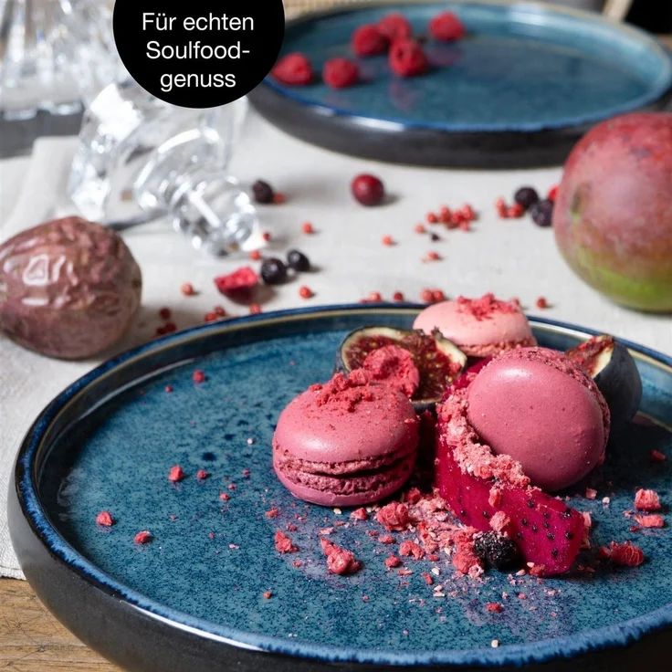 Moritz & Moritz Dessertteller SOLID 4x Dessertteller Blau, (4 St), Robustes Steinzeug, Spülmaschinengeeignet – Bild 3