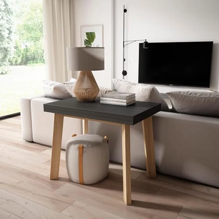 Skraut Home | Ausziehbarertisch | Multifunktionaler ausziehbarer | 180 | Für 8 Gäste | Hölzerne Beine | Moderner Stil | Schwarz – Bild 4