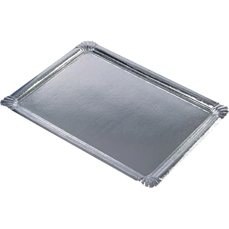 100 Servierplatten, Pappe, PET-beschichtet eckig 34x45,5 cm.