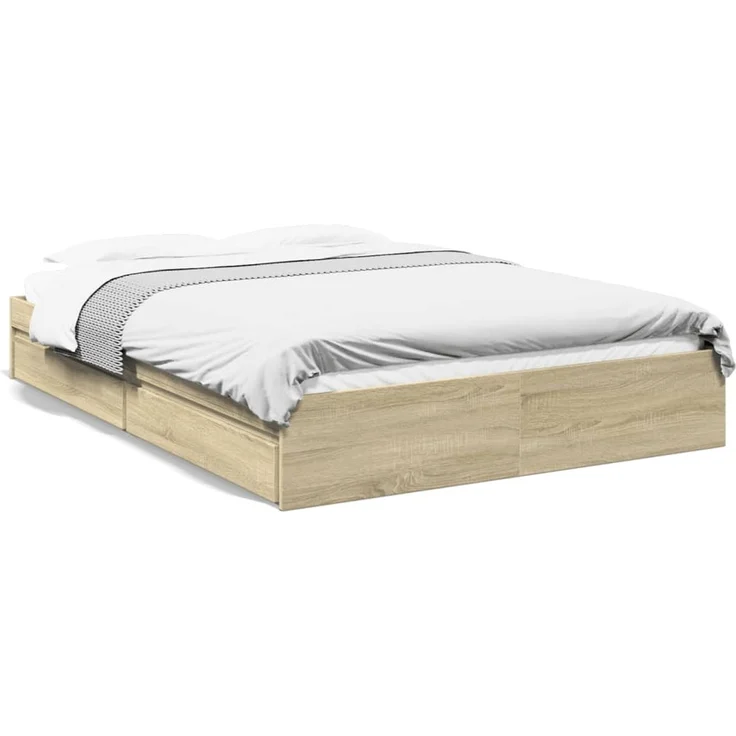 vidaXL Bettgestell mit Schubladen Sonoma-Eiche 150x200cm Holzwerkstoff 3280652 – Bild 2
