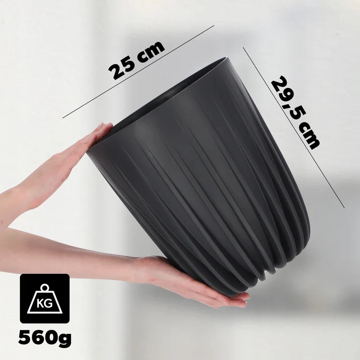 KADAX Blumentopf Eco Cover + Einsatz in Anthrazit 25x30 cm – Bild 2