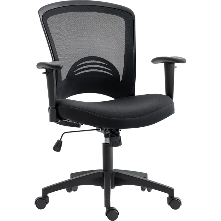 Bürostuhl ergonomisch mit Netzrücken und Wippfunktion, höhenverstellbarer Drehstuhl mit verstellbaren Armlehnen, 102.5 x 65 x 59 cm, Schwarz – Bild 1