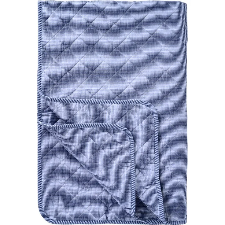 Ib Laursen - Decke Quilt Tagesdecke Gestreift Dunkelblau Weiß 180x130cm 0788-39 – Bild 5