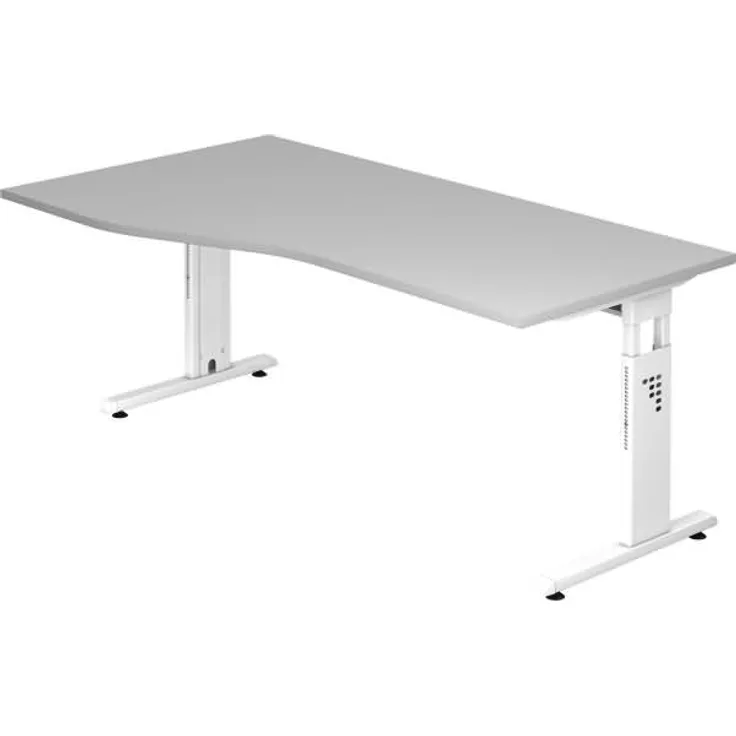 Schreibtisch OS18 C-Fuß 180x100 / 80cm Grau Gestellfarbe: Weiß