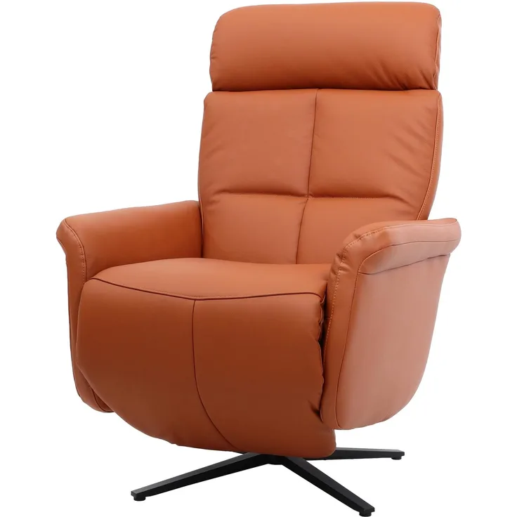 Relaxsessel HWC-L10, Design Fernsehsessel TV-Sessel Liegesessel, Liegefunktion drehbar, Voll-Leder ~ terracotta-braun