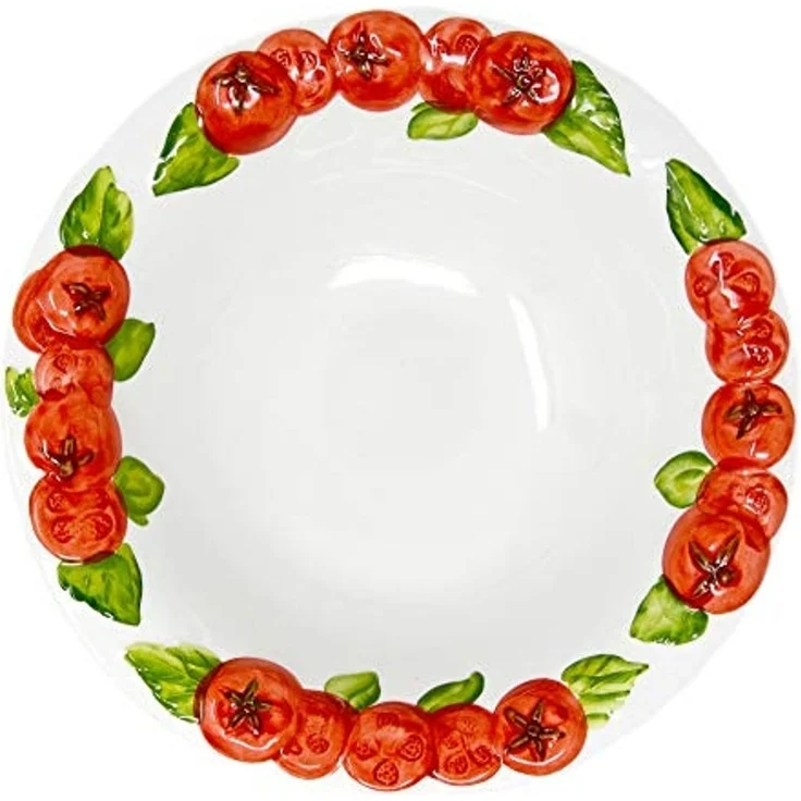 Lashuma Salatschüssel Tomate, Keramik, (1-tlg), Tiefe Pastaschale mit Relief Dekor 27 cm Ø – Bild 2