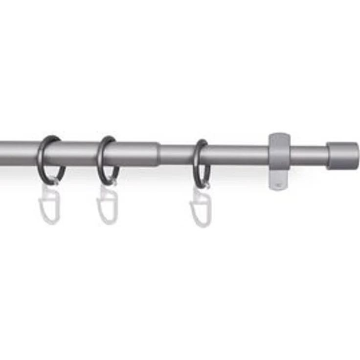 Bestlivings Gardinenstange Stilgarnitur, Ø 16 mm, ausziehbar, Wandträger, verschraubt, Metall, Vorhangstange 120-220cm inkl. Ringe mit Faltlegehaken – Bild 6