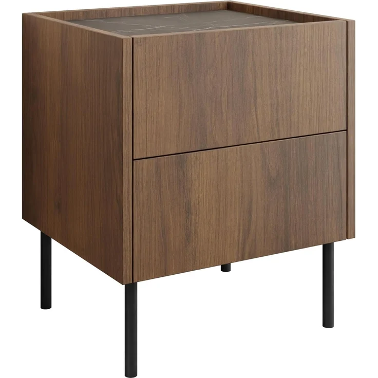 Nachttisch Tewos S40 S2 (Farbe: Nuss Warmia / Nuss Warmia + Marmor Schwarz) – Bild 4