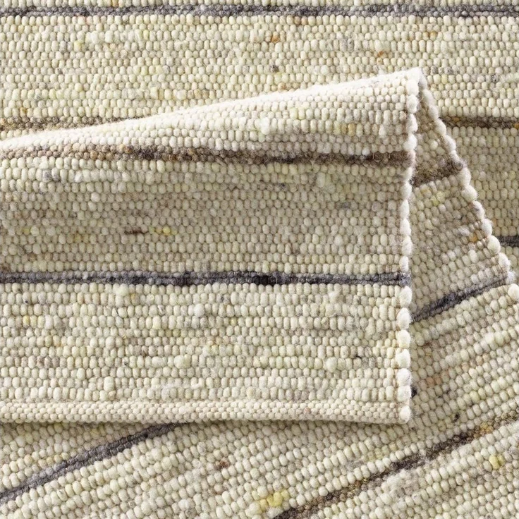 TaraCarpet Wollteppich TaraCarpet Weidenthal handgewebter Schurwollteppich aus Wolle gestreif, rechteckig, Höhe: 12 mm, Schurwoll-Teppich grau braun gestreift Wohnzimmer Schlafzimmer 070x130 – Bild 3