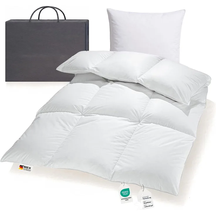 Bettenset extra warme 1200g sibirische Daunendecke + Kissen 135x200