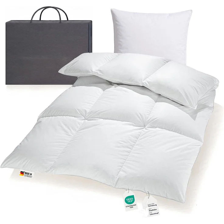 Bettenset extra warme 1200g sibirische Daunendecke + Kissen 135x200 – Bild 1