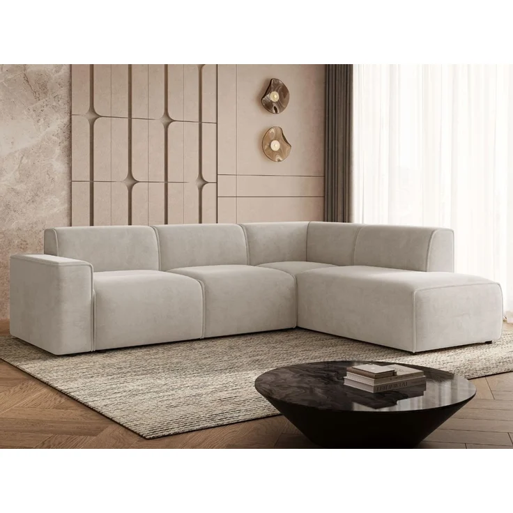 GrainGold Ecksofa L-Form Eluno, Set, Couch, mit Rückenlehne, T30-Schaum, und Wellenfedern, Modern Stil – Bild 4