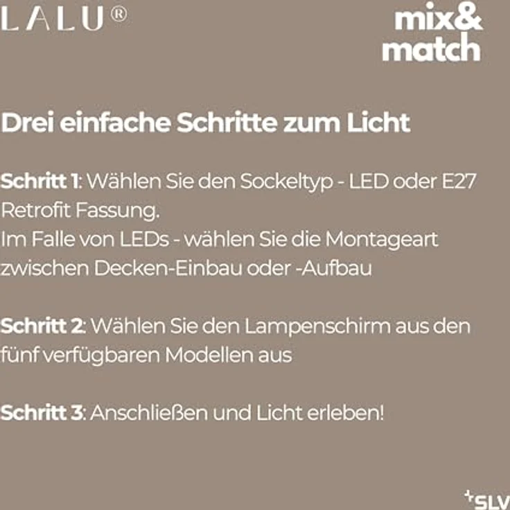 SLV LALU Pendelleuchte Mix&Match, 150cm, E27, schwarz – Bild 2